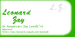 leonard zay business card